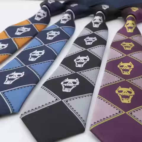 Halloween JoJo's Bizarre Adventure Kira Yoshikage Necktie Cosplay KILLER QUEEN Skull Tie Props Acces