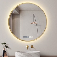 MNS Bathroom Mirror Smart Mirror Perforated Bathroom Mirror LED Aluminum Frame Round Bathroom Mirror Wall Mounted Mirror With Light  Toilet Mirror Makeup Mirror Toilet Mirror Cabinet  Wall Mirror  Round Mirror  Hanging Mirror Vanity Mirror Led