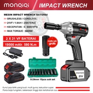 Monqiqi Bor impek pembuka baut motor Cordless Impact Wrench high torsi Brushless impact Baterai 98Vo