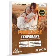 AYSOW Printable Temporary Tattoo Paper for Inkjet & Laser Printer, 5 Sheets A4 Size 8.3"x11.7" Water