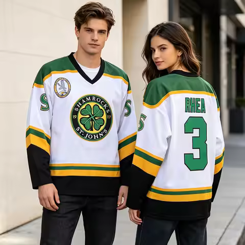Men Women Clothing Movie Goon Ross The BOSS ST John's Shamrocks #3 RHEA Hockey Jersey Unisex Streetw