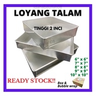 Loyang Kuih Talam Loyang 10x10 Mould Agar agar Aluminium 6/7/8/9/10/12 inci  Loyang Bingka Petak Pembaris Kek Brownies