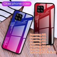 Phone Case For Samsung A21S Samsung A32 5G Samsung A11 Samsung A01 Samsung A31 Samsung A21 A72 Luxury Colorful Bumper Gradient Tempered Glass Cover Slim Hard Back Protective Case