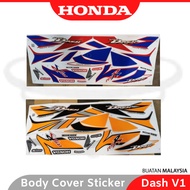 HONDA Dash 110 V1 Body Cover Set Coverset Stripe Strike Sticker Dash110 Old Model Model Lama - Orange Blue Oren Biru