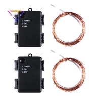 2PCS 10m 100-Lights (Four Colors) LED Light Strip 4.5V 3 X AA Batteries Waterproof Battery Holder Ca