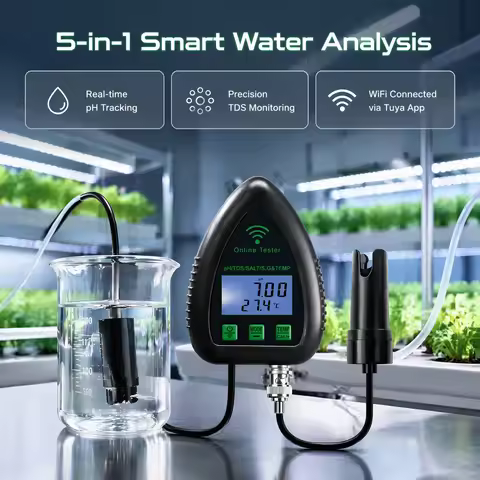 Smart 5-in-1 Digital Water Quality Meter pH TDS Salinity SG Temp Bluetooth App, Pool Reef Fish Tank 