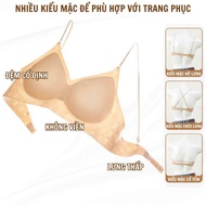 Women's Breathable Molded Bra, Rimless, Backless Wear, Thin Straps, Wear 3 Styles, Thin Padded, code