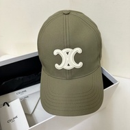 Celine凱旋門Logo淺卡其/軍綠色棒球帽