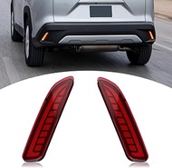 BINQIGOO LED Rear Bumper Reflector Light Compatible with Toyota Corolla Cross 2021 2022 2023 DRL Turn Signal Tail Brake Fog Lamp (Red lens)
