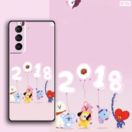 [Aimeidai] Samsung Case Cute BTS Printed Liquid Silicone Mobile Phone Case Full Body Shockproof Protective Cover for Samsung S9/S10/S20/S21/S2 Series