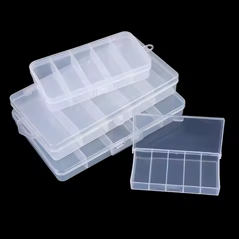 5Grids Plastic Box Adjustable Compartment Jewelry Organizer Box Eco-Friendly PP Transparent Jewelry 