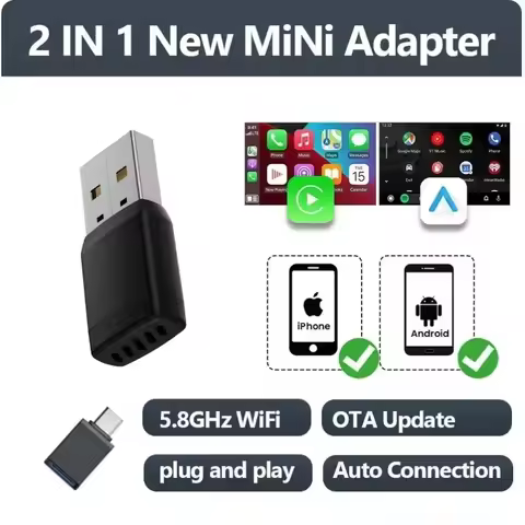 Mini Wireless CarPlay Adapter Android Auto Wireless Dongle Wifi 5.8G Auto Connect Box For iphone And