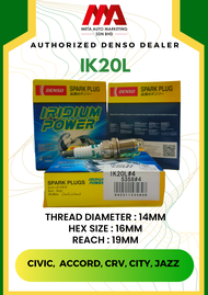 Original DENSO IRIDIUM POWER SPARK PLUG IK20L -CIVIC/ACCORD/CRV/CITY/JAZZ