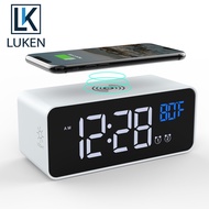 LUKEN 3 IN 1 Digital LED Desk Alarm Clock Thermometer 15W Wireless Charger With Qi Wireless Charging Pad Electric Alarm Clock