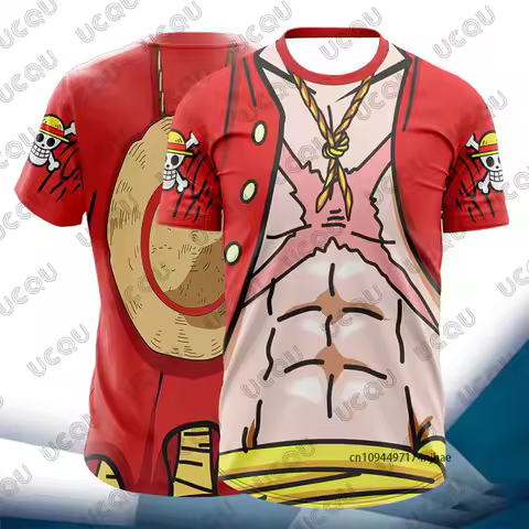 2026 New One Piece Anime Luffy Cosplay 3D Print Men's T-shirt Summer Short Sleeve O-neck Tees Casual