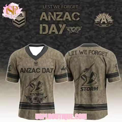 Melbourne Storm ANZAC Day "Lest We Forget" Commemorative Jersey Men's Oversized T-shirt Suitable for