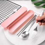 Stainless Steel Travel Lunch Set Spoon Fork Chopsticks Set Travel Portable Tableware Utensil Set Eat