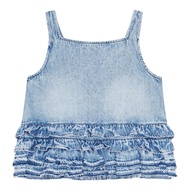 GANNI Women's Soft Rigid Denim Frill Top 600070830