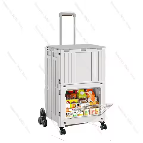 Foldable Large Wheel Shopping Cart for Home, Supermarket, Outdoor Camping Trolley, Portable Foldable