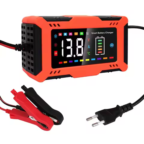 12V 6A Smart Car Battery Charger 9-Stage Automatic Charger 5-in-1 Modes for Car Start-Stop Motorcycl