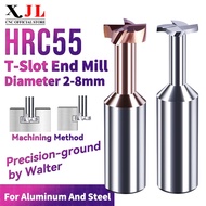 XJL T Slot Carbide End Mill D2-8MM T Slot Milling Cutter HRC55 For Aluminum And Steel CNC Cutting To