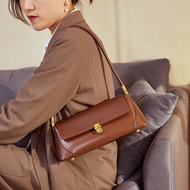 Niche Baguette Bag Female Leather Underarm Bag French Shoulder Bag Retro Commuter Cowhide Baguette B