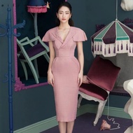 [New] 【S-XL】niche designer temperament slim and slim hip elegant one-step skirt socialite xiaoxiangfeng dress 1595