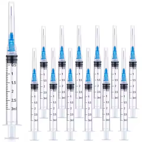 100PCS 3ml/cc Disposable Luer Lock Syringe With Needle 23G 1inch Sterile Individually Packed for Pet