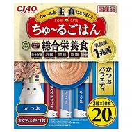 INABA CIAO 啾嚕 1兆乳酸菌 綜合營養食多功能配方肉泥 20條  SC-472 鰹魚/鮪魚 + 鰹魚  280g  1袋