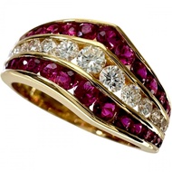 Size 11.5 Gainsborough Ruby 0.94ct Diamond 0.415ct Ring, K18 Gold, 5.7g, Women's [Pre-owned]