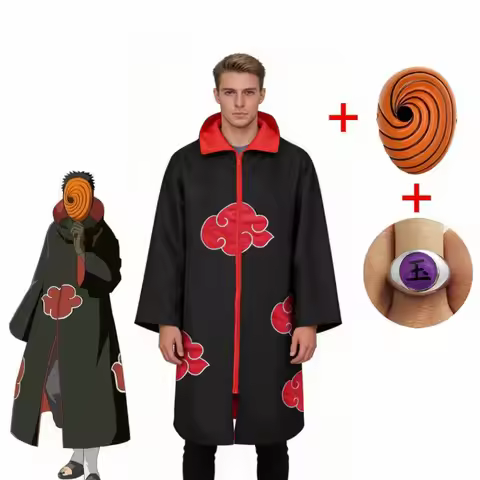 Tobi Obito Cosplay Costume Akatsuki Long Sleeve Cloak Halloween Carnival Funny Adult Cosplay Costume