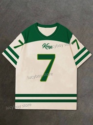 [Free Custom] Mens 3D Numbers 7 Printed Short Sleeve Jersey Man V Neck Sportwear Brooklyn Racing Foo