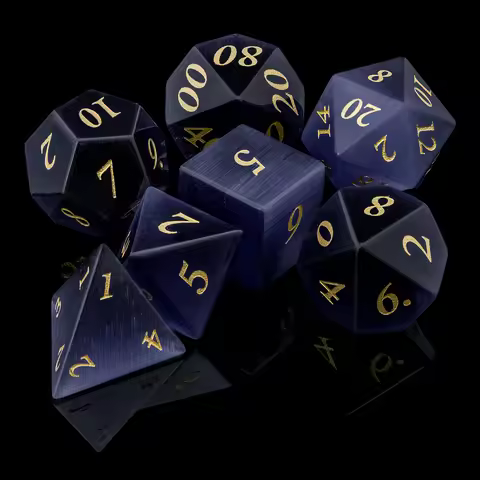 Dnd D6 Purple Sharp Edge Polyhedral Crystal Stone&Gem D+D Dice Set For Dungeon and Dragon Pathfinder