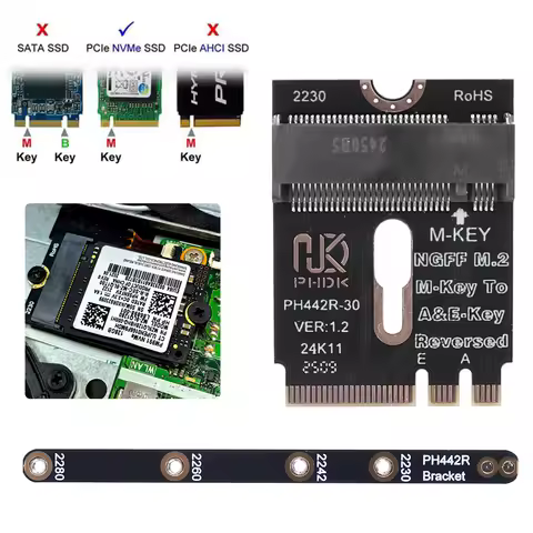 M.2 A+E To NVME SSD Adapter A/E Key To M Key PCIE 4.0 Riser Card M2 WIFI Interface for Laptop Mainbo