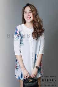 🎠 เสื้อพรีเมี่ยมคลาสสิคเชิ้ต ผ้าอัดพลีทพิมพ์ลายแบรนด์เนมไฮคลาส มีหลายสี BLUEBERRY NIGHTS