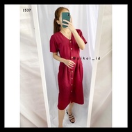 READY DRESS IMLEK MERAH / DRESS KATUN LINEN WANITA / DRESS BUSUI MERAH