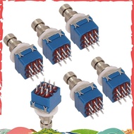 6PCS Guitar Effect Pedal Switch 3PDT Foot Switch PCB Button ON-on Latching 9 Pins True Bypass Blue