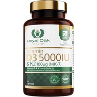 Vitamin D3 5000 IU & Vitamin K2 100mcg (MK-7) x120 Capsules - High Strength Vitamin D & K2 Supplemen