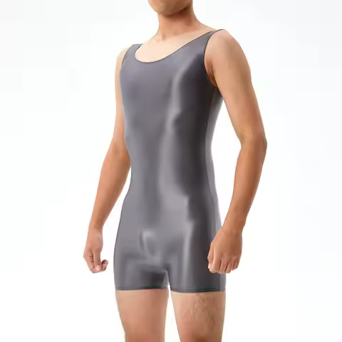Mens Undershirts Leotard Sleeveless Glossy Elastic Seamless Bodysuits Wrestling Singlet Bodywear Lin