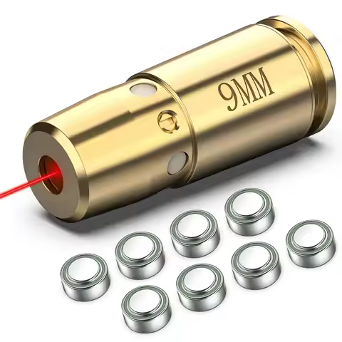 CVLIFE Red Laser Bore Sight 9mm Sighting Boresighter with 8 Batteries Sturdy Brass Construction Easy