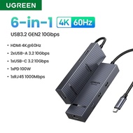 UGREEN 6 In 1 Docking Station With Indicator Lights 4K60Hz HDMI USB3.2 10Gbps PD100W For MacBook Pro