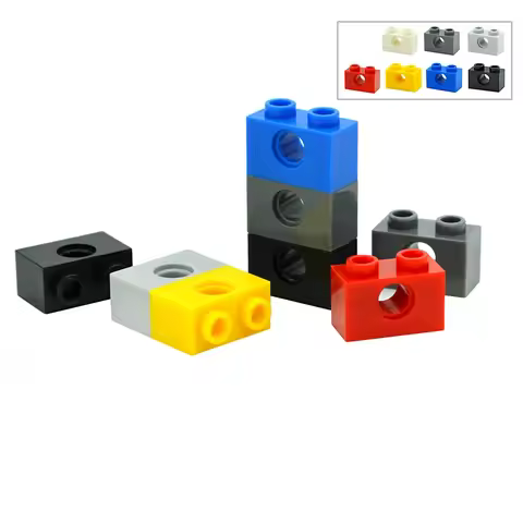 Technical MOC Building Blocks DIY 1x2 Perforated Brick With 1 Hole Assemble Particles Parts Compatib