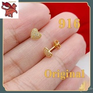 original 916 gold Full diamond Zircon love earrings for women gift earrings hypoallergenic non tarni
