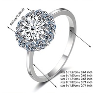 1piece 925 Silver Moissanite Stone Ring 1 Carat Sunflower Ladies Luxury Fashion Ring Marriage Propos