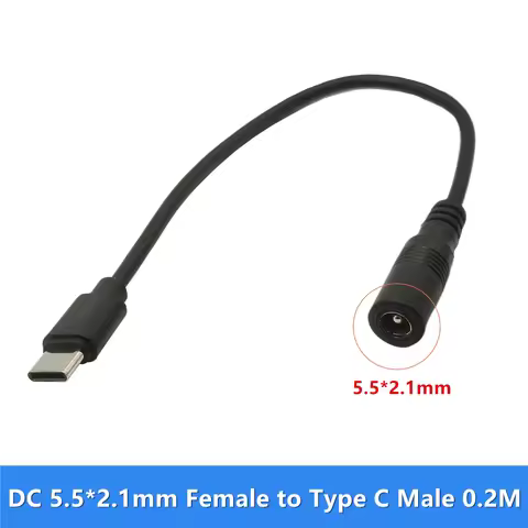 22AWG DC 5.5x2.1mm Female to USB Type C Male Connector Jack Power Adapter Type C USB 5V Connector fo