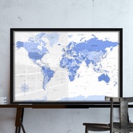 Modern World Map - Blue