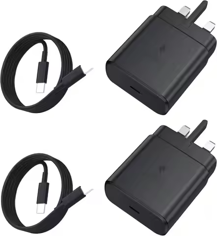 British standard charger 1m 45W 2 Pack USB-C Super Fast Charger for Samsung for Galaxy S25 Ultra/S25