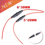 5pcs Fast-Blow Screw Type AGC Inline Tube Fuse Holder 250V 15A 22AWG For Glass Fuse 5X20mm  6X30MM E