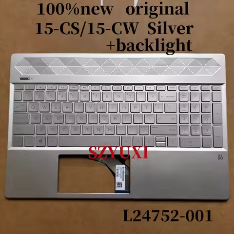 100%New Original US English Silver For HP pavilion 15-CS 15-CW laptop keyboard Palmrest Assembly TOP