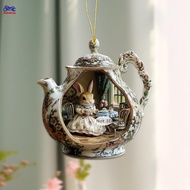 XOITOP Easter Home Decor Items Rabbit In Teacup Warm Home 2d Acrylic Pendant Bapa Pendant Car VN